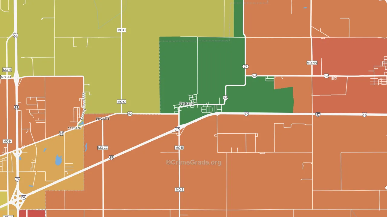 Bertrand, MO Map of Assault Rates