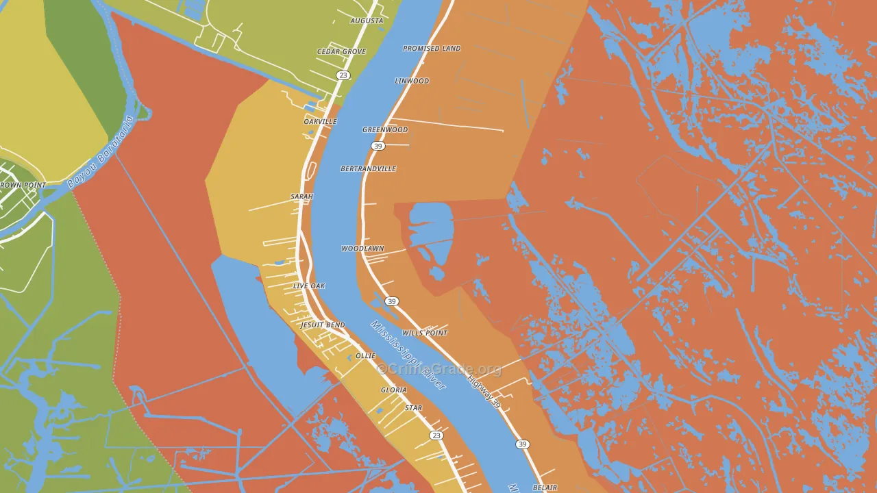 Bertrandville, LA Map of Assault Rates