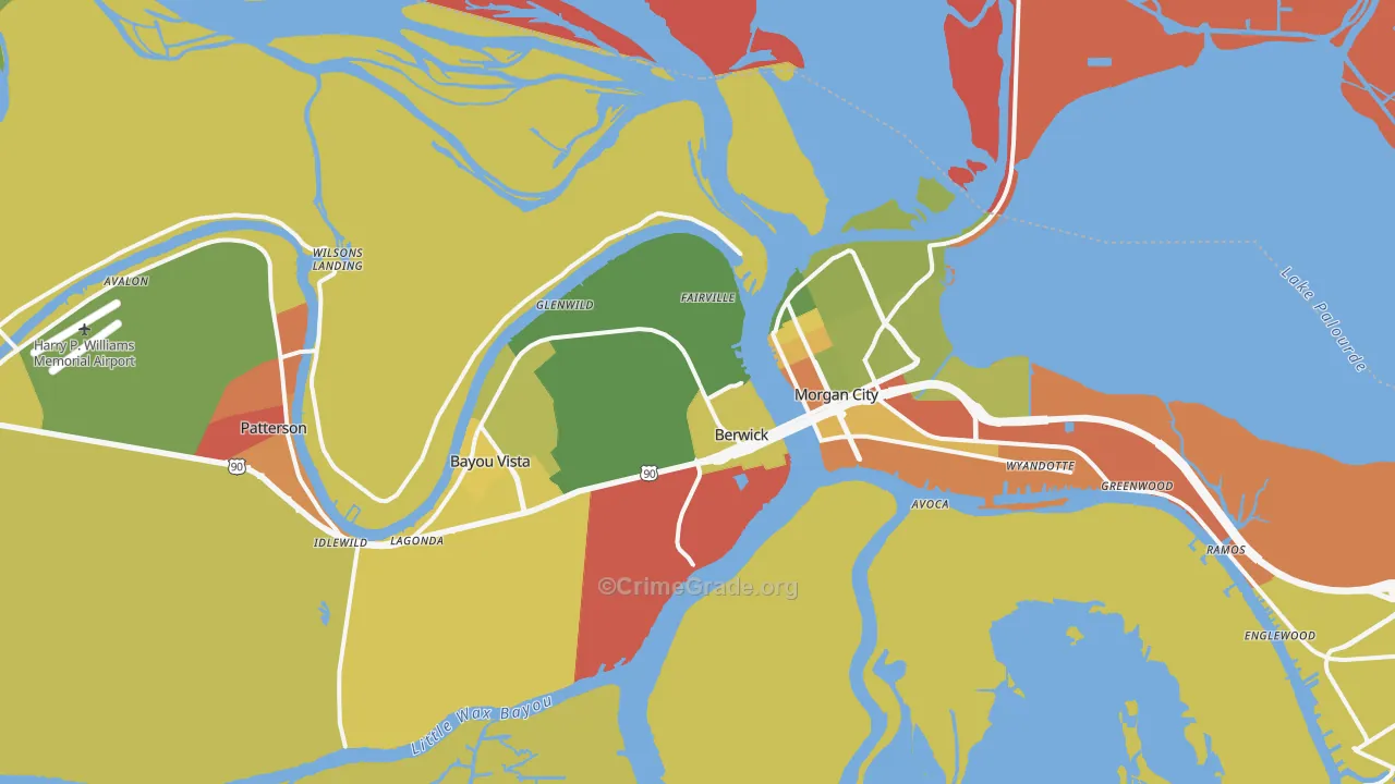 Berwick, LA Map of Assault Rates