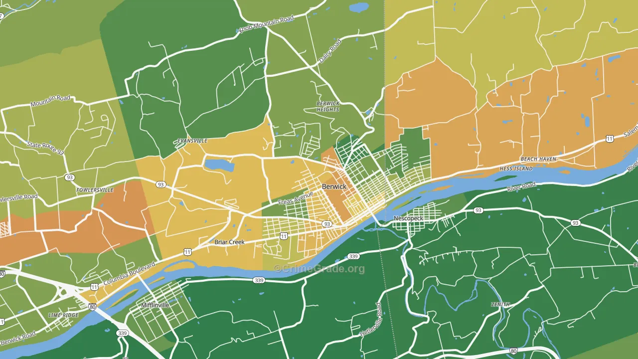 Berwick, PA Map of Assault Rates