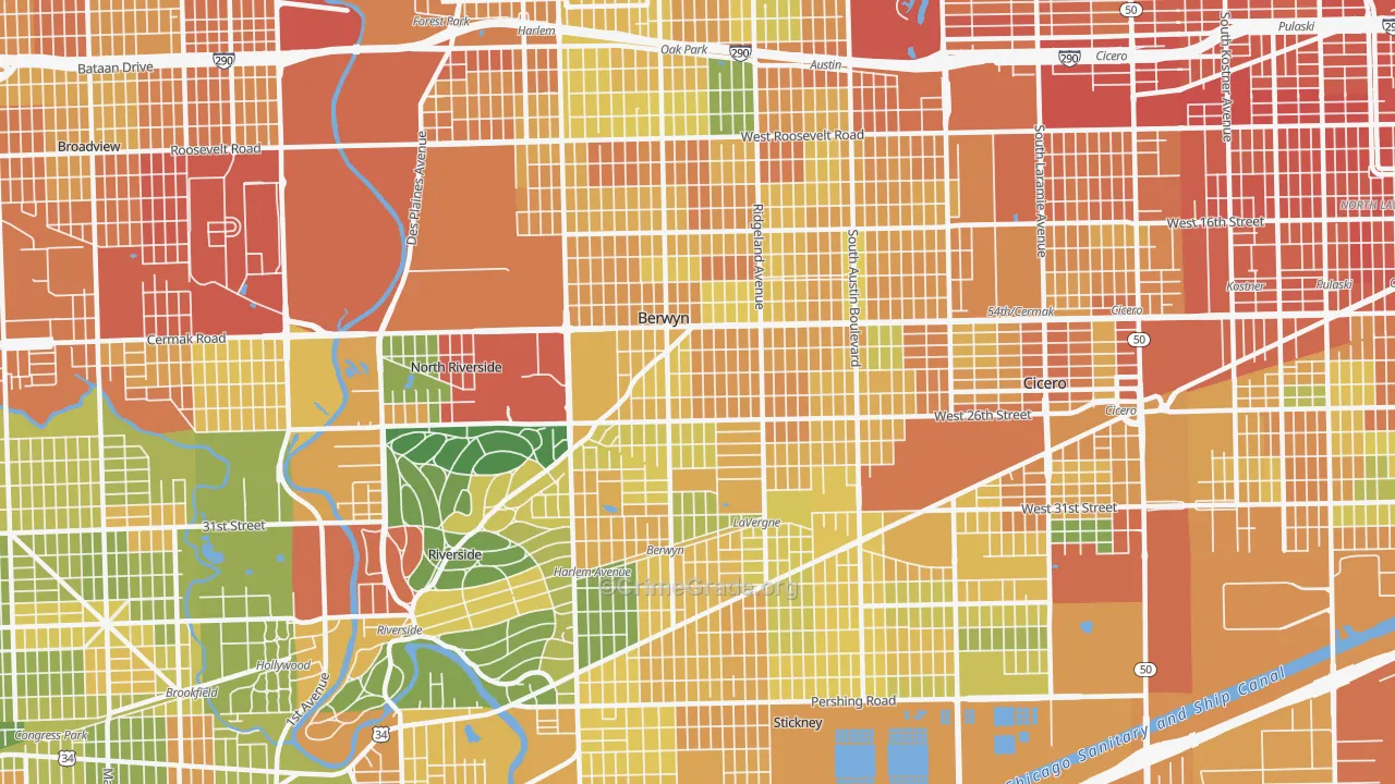 Berwyn, IL Map of Assault Rates