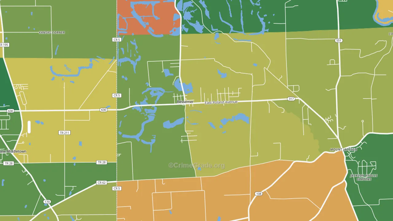Bessemer, PA Map of Assault Rates