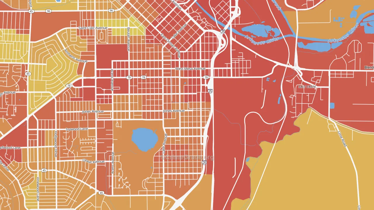Bessemer, Pueblo, CO Map of Assault Rates