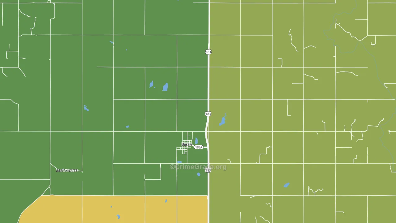 Bessie, OK Map of Assault Rates