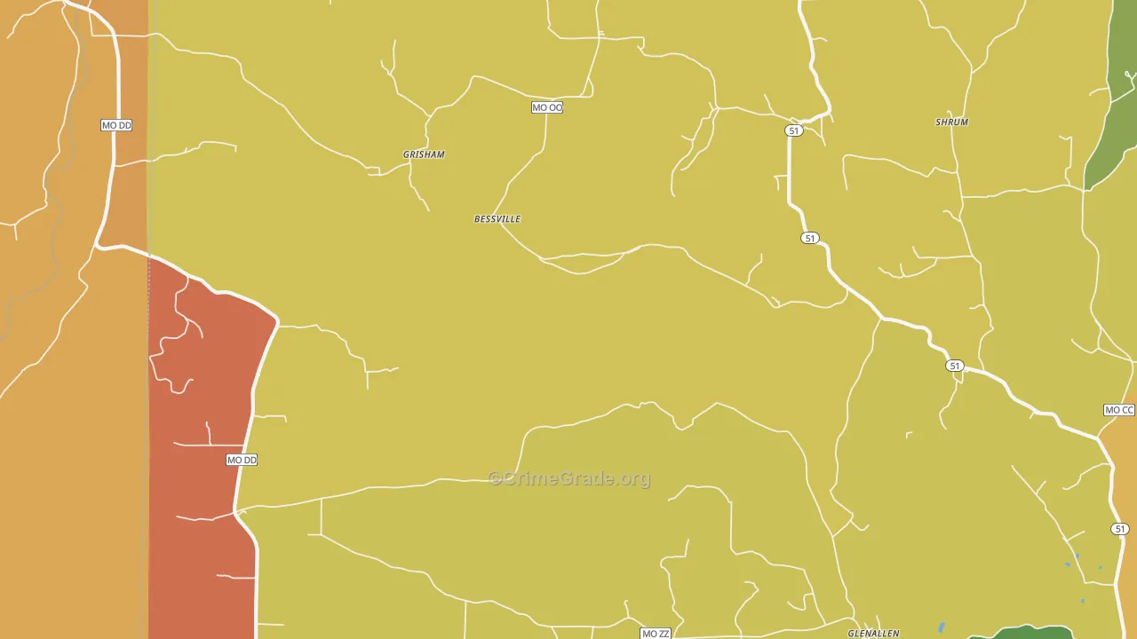 Bessville, MO Map of Assault Rates