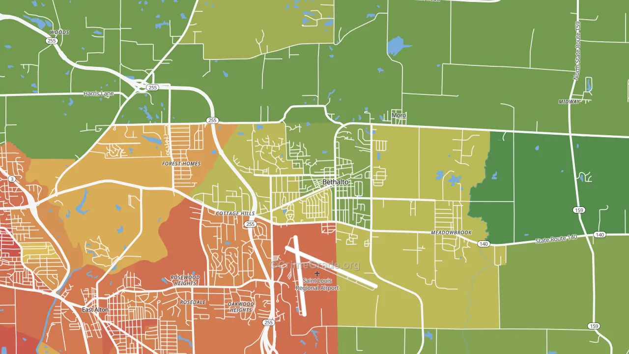 Bethalto, IL Map of Assault Rates