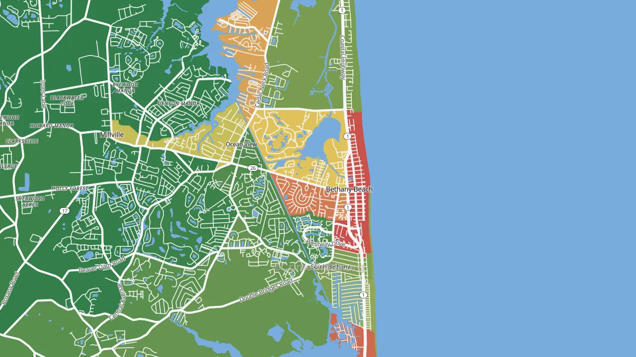 Bethany Beach, DE Map of Assault Rates
