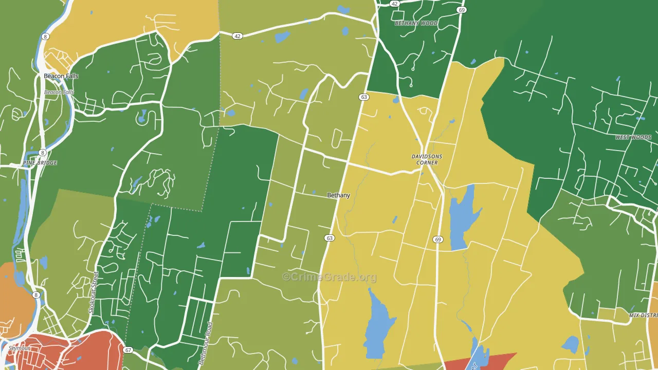 Bethany, CT Map of Assault Rates