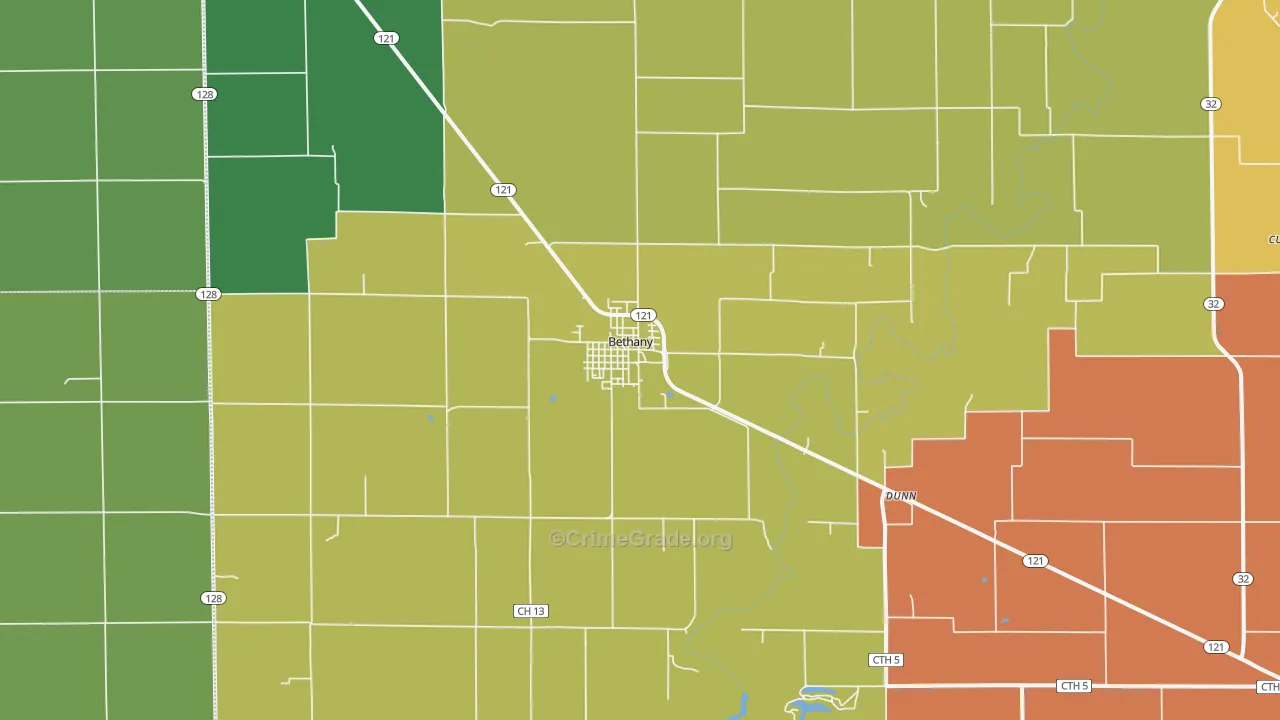 Bethany, IL Map of Assault Rates