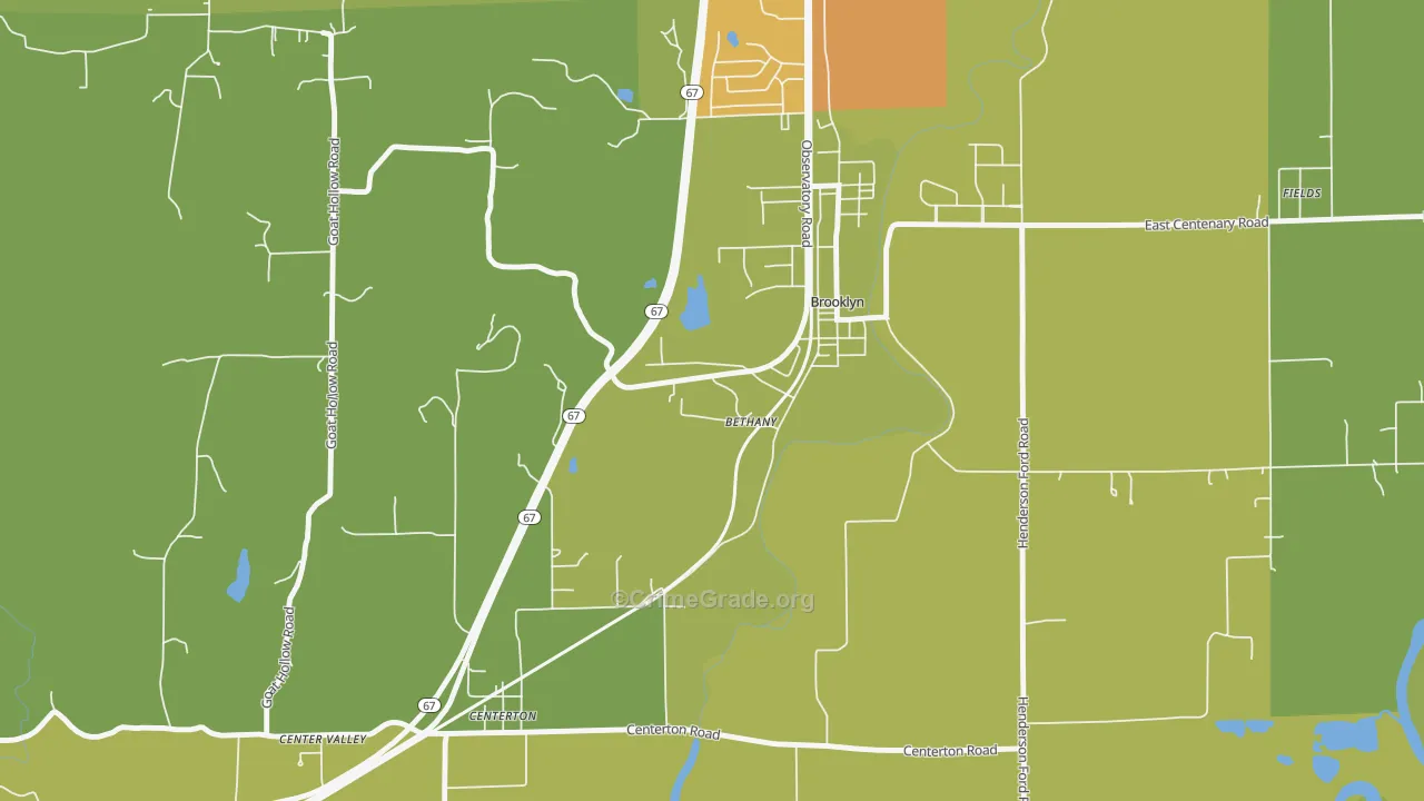 Bethany, IN Map of Assault Rates
