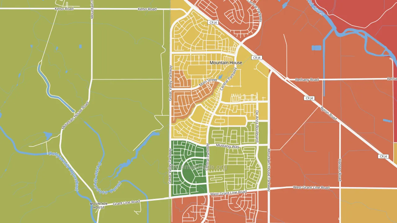 Bethany, Mountain House, CA Map of Assault Rates