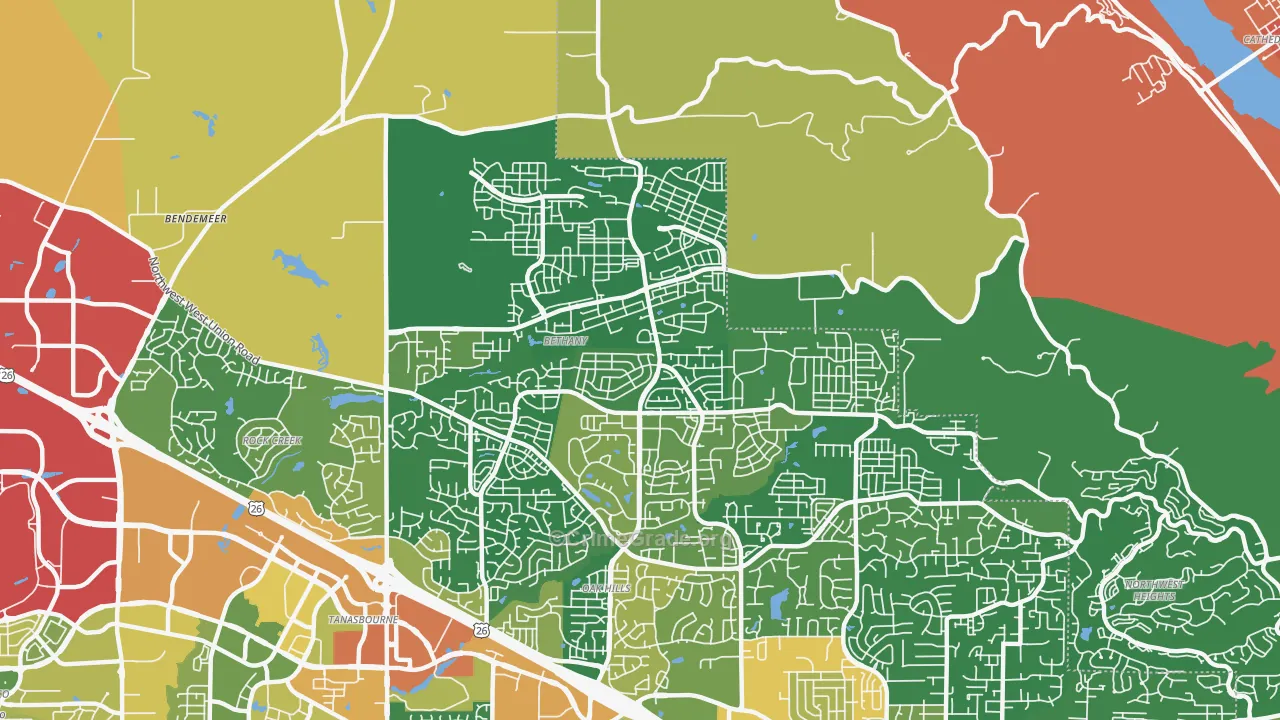 Bethany, OR Map of Assault Rates