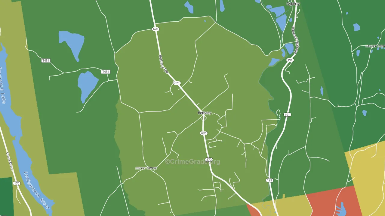 Bethany, PA Map of Assault Rates