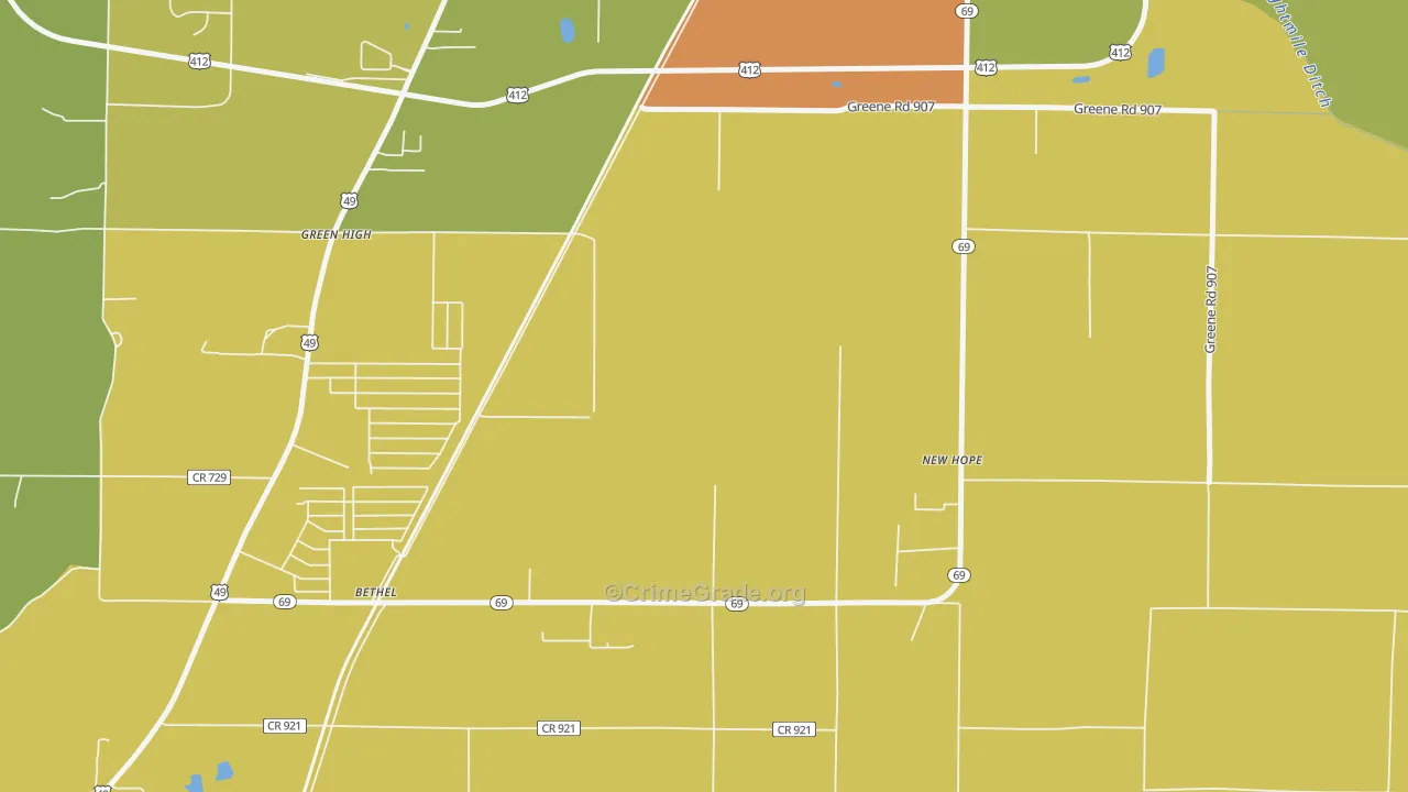 Bethel, AR Map of Assault Rates