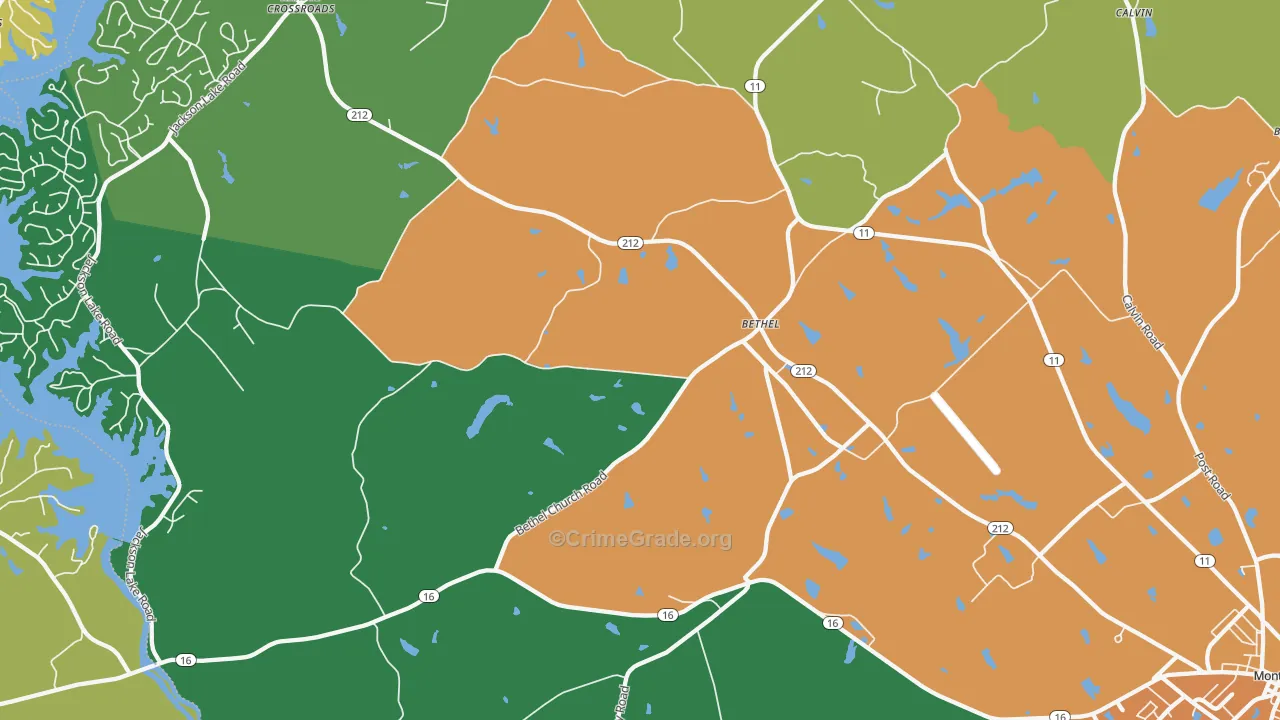 Bethel, GA Map of Assault Rates