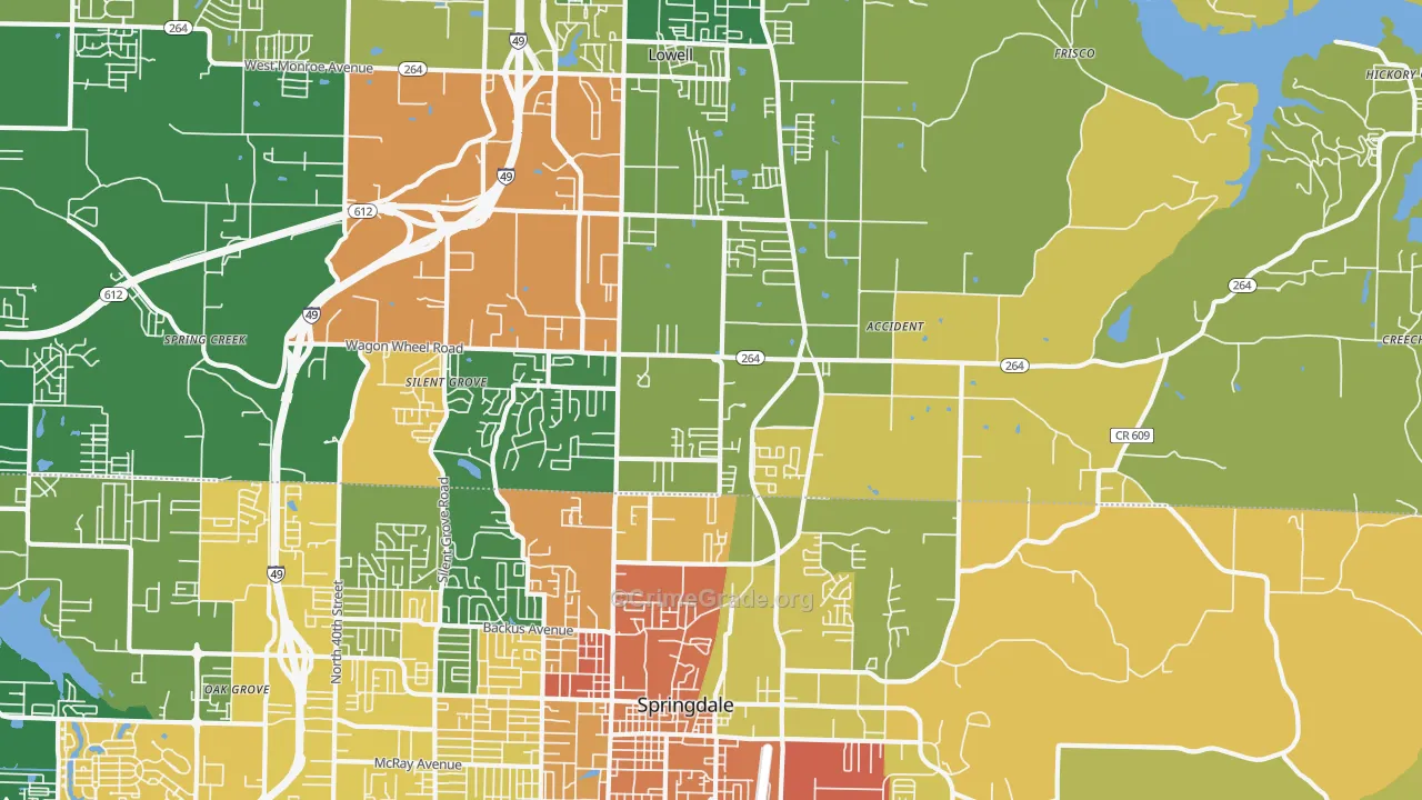 Bethel Heights, AR Map of Assault Rates