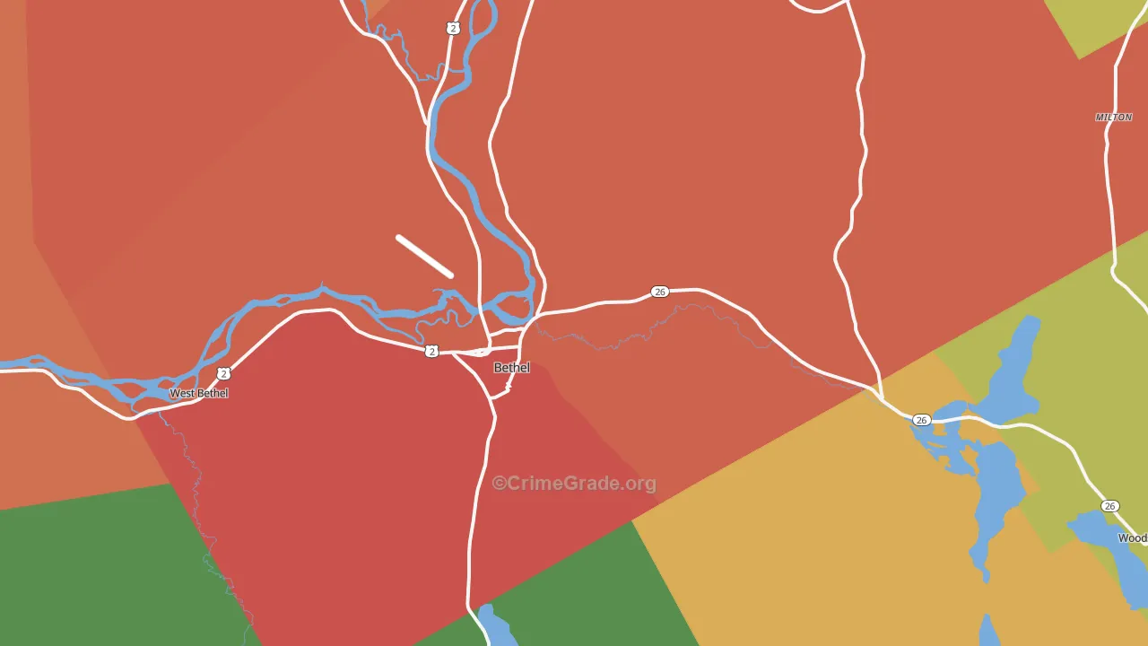 Bethel, ME Map of Assault Rates