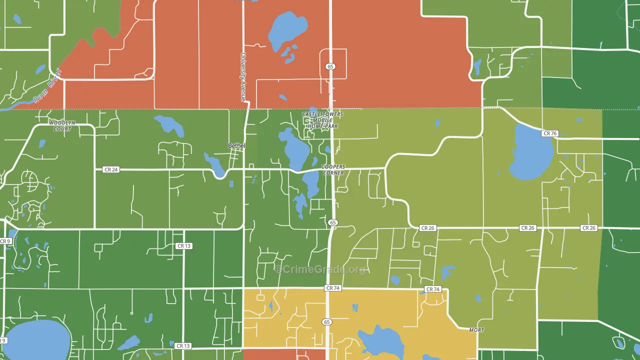 Bethel, MN Map of Assault Rates