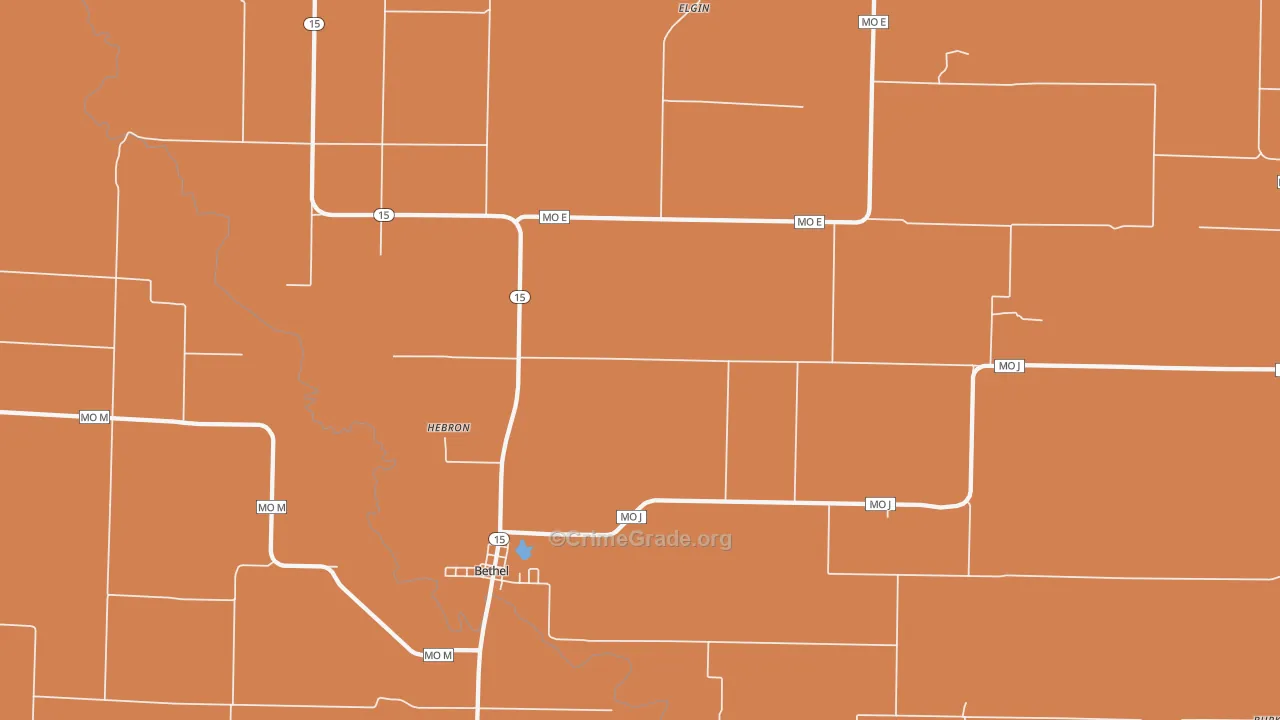 Bethel, MO Map of Assault Rates