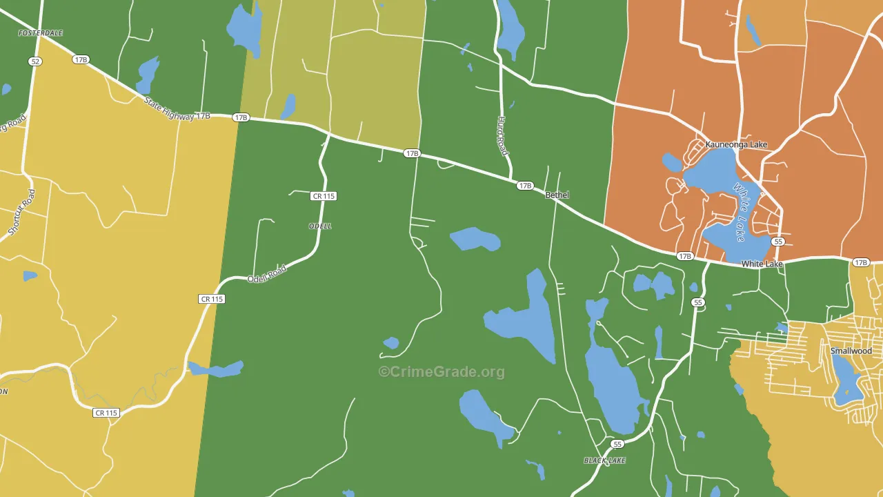 Bethel, NY Map of Assault Rates
