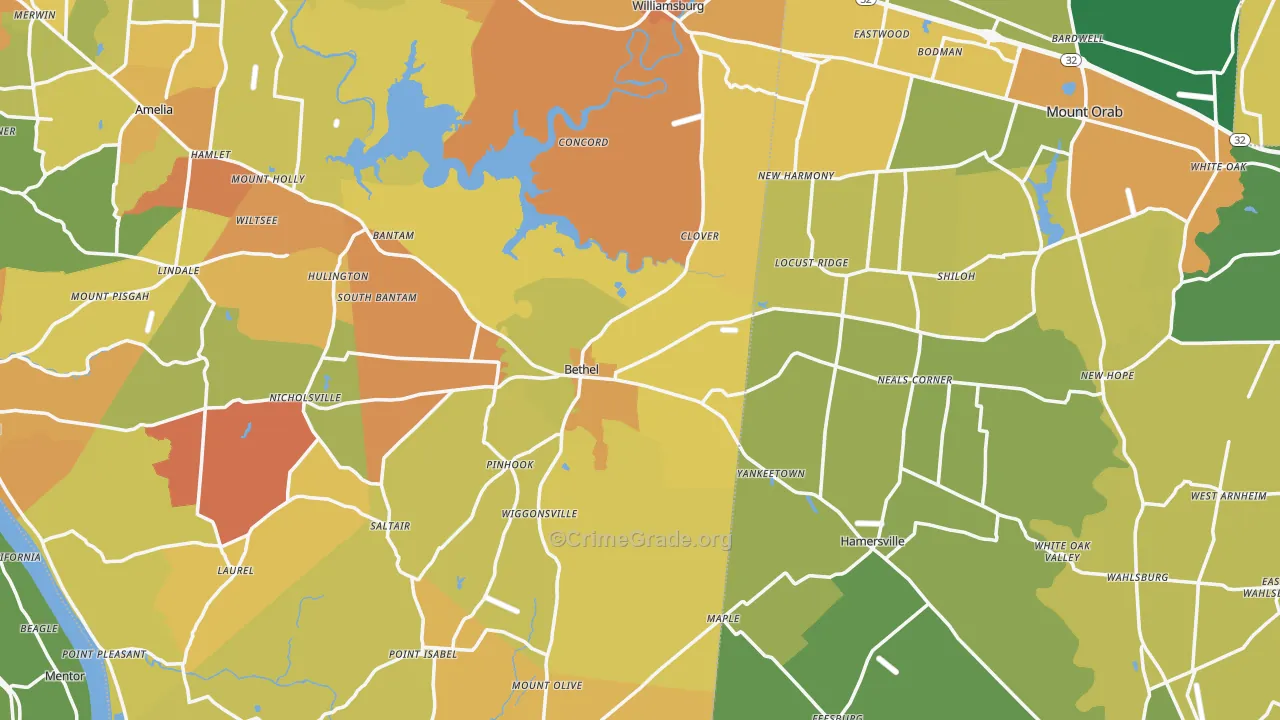 Bethel, OH Map of Assault Rates