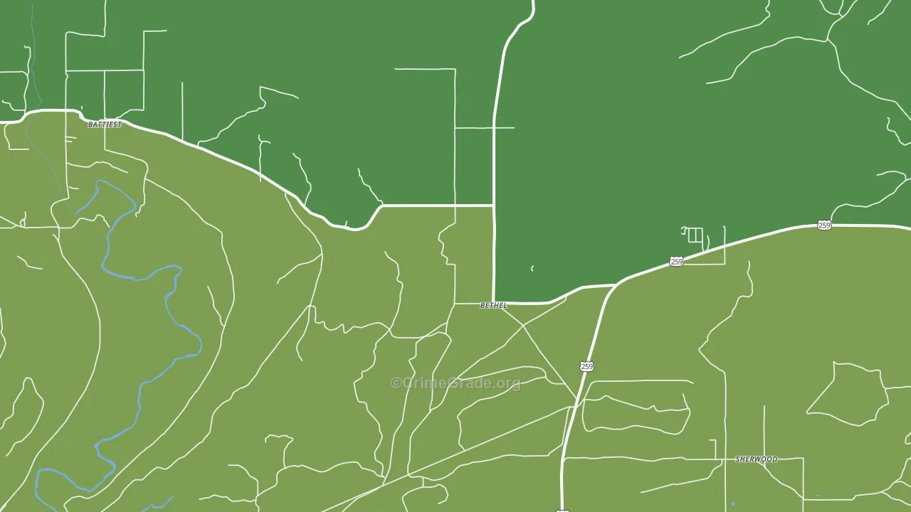 Bethel, OK Map of Assault Rates