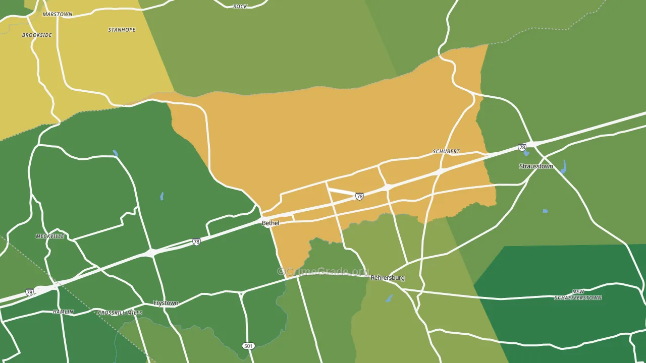 Bethel, PA Map of Assault Rates