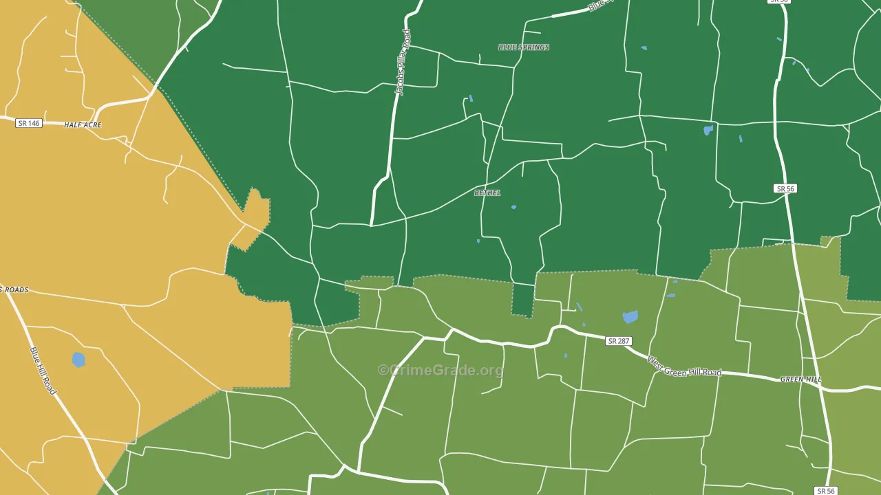 Bethel, TN Map of Assault Rates