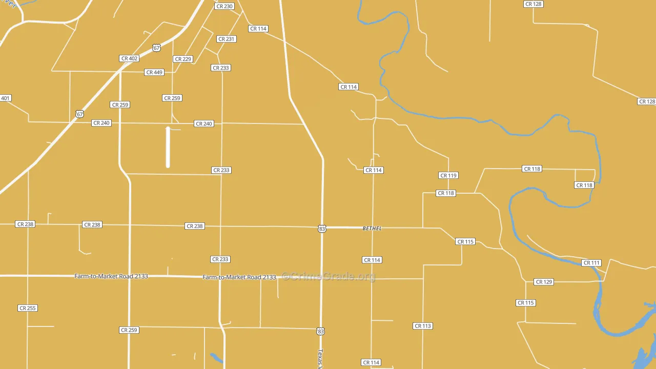 Bethel, TX Map of Assault Rates