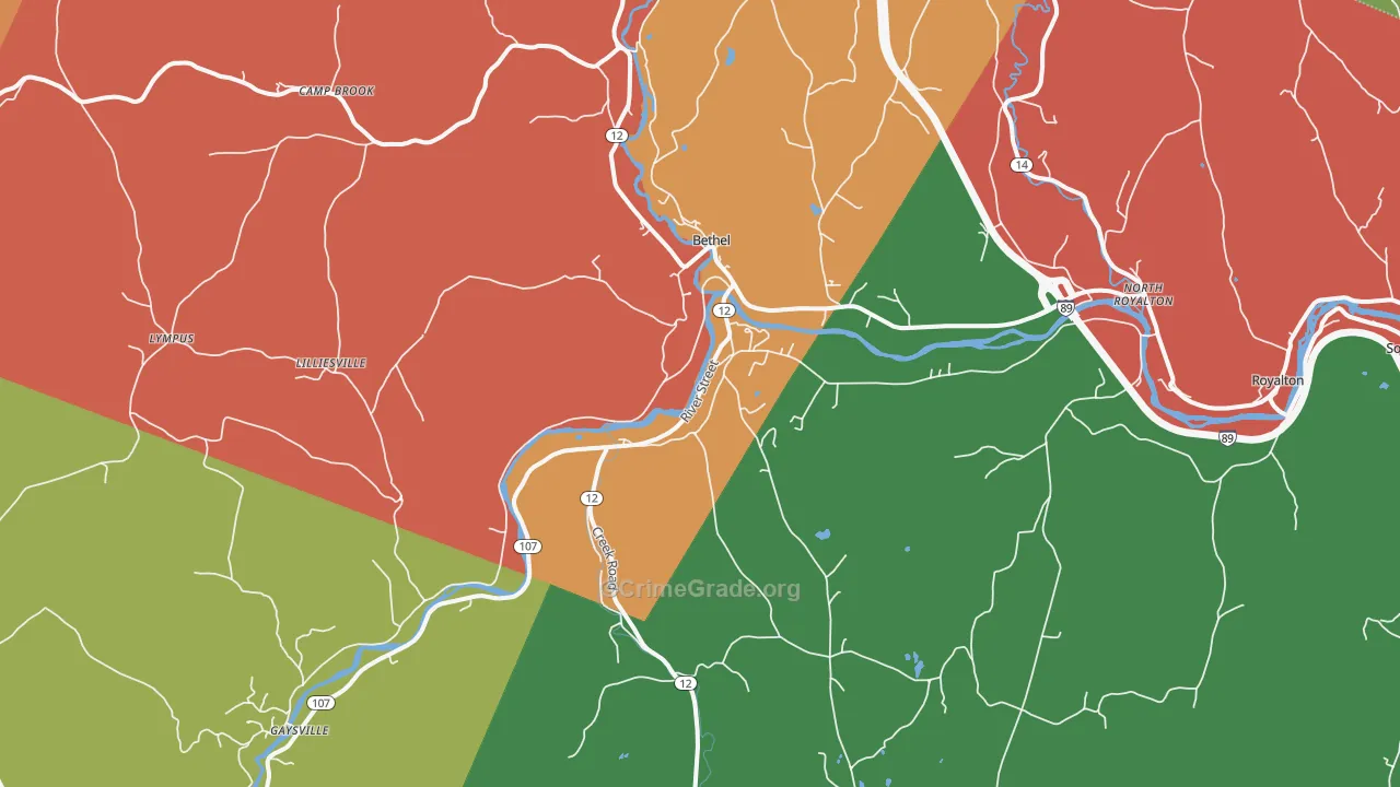 Bethel, VT Map of Assault Rates
