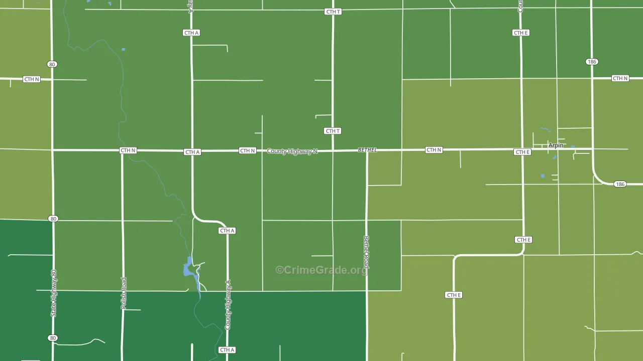 Bethel, WI Map of Assault Rates