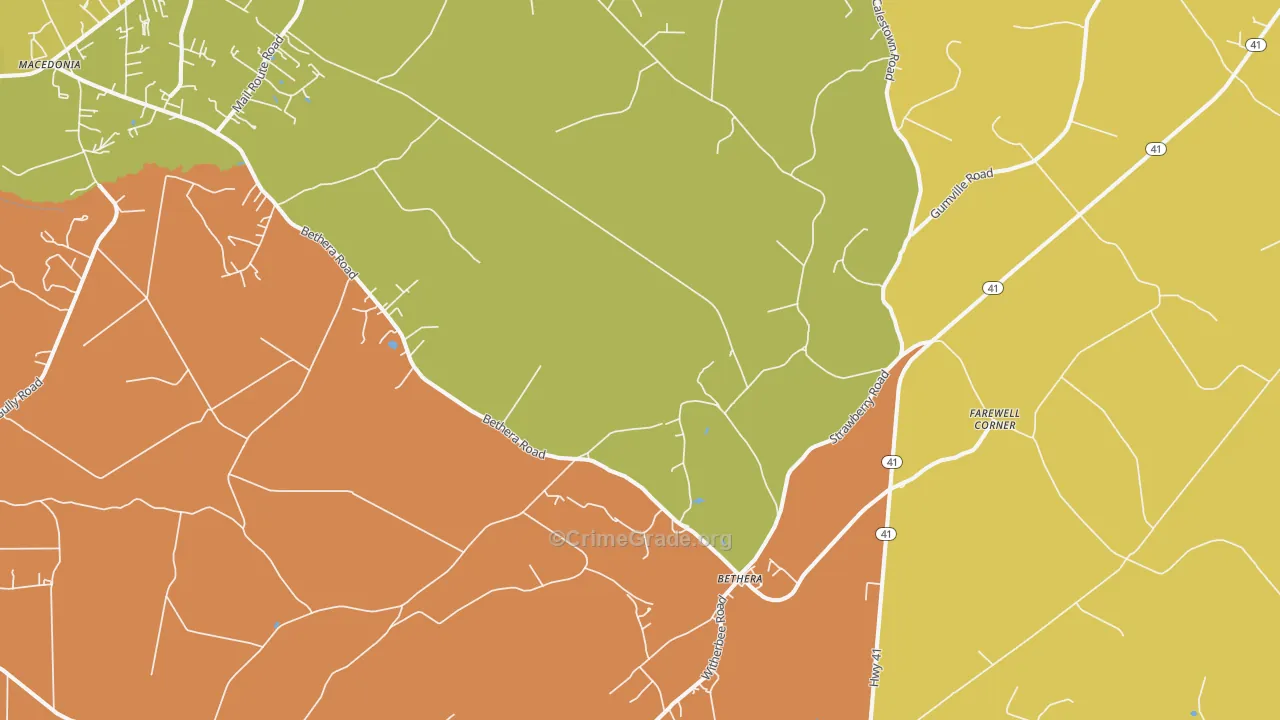 Bethera, SC Map of Assault Rates