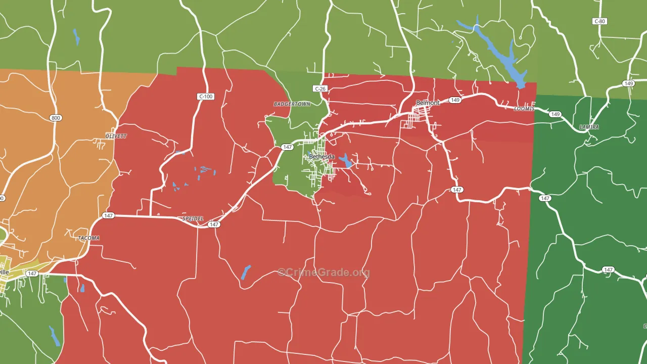Bethesda, OH Map of Assault Rates