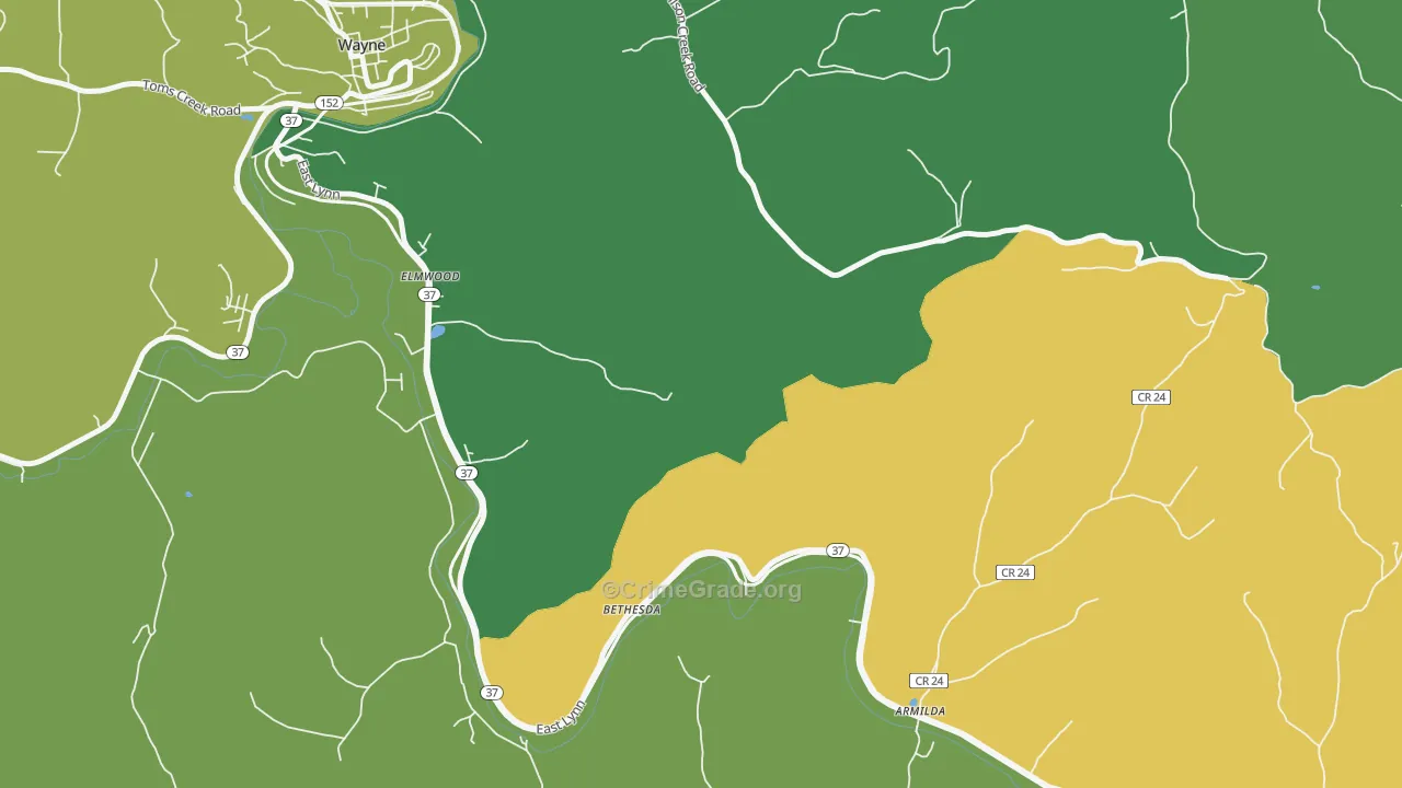 Bethesda, WV Map of Assault Rates