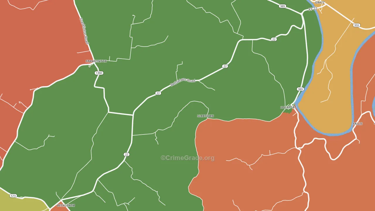 Bethlehem, KY Map of Assault Rates