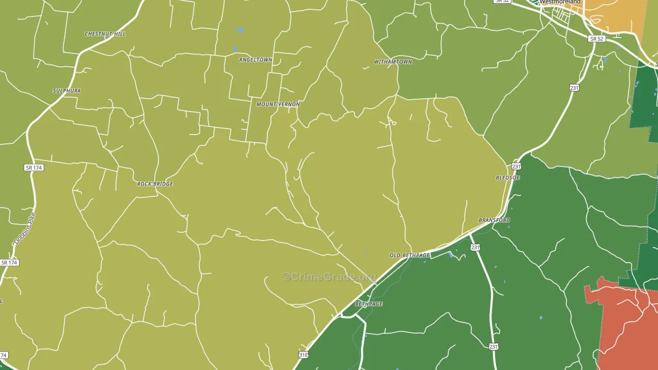 Bethpage, TN Map of Assault Rates
