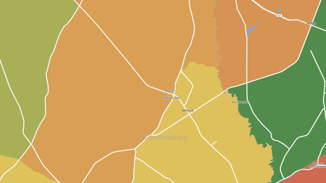 Bethune, SC Map of Assault Rates