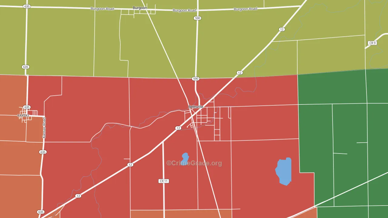 Bettsville, OH Map of Assault Rates