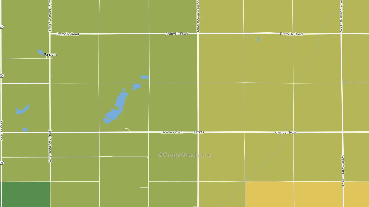 Betzer, MI Map of Assault Rates