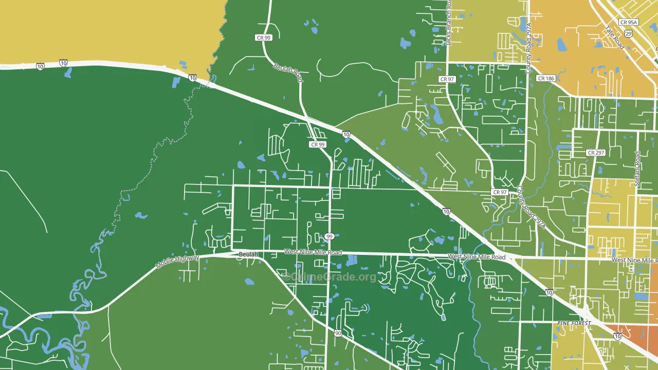 Beulah, FL Map of Assault Rates