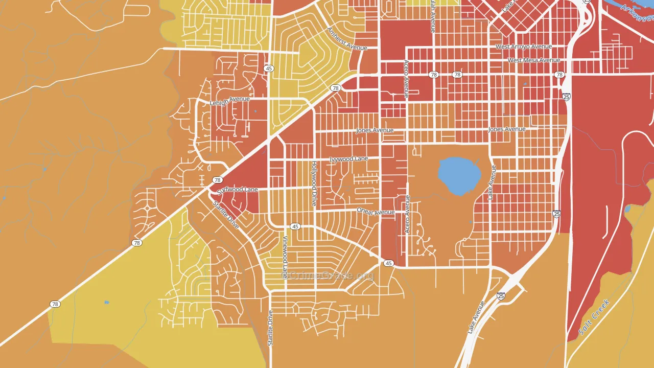 Beulah Heights, Pueblo, CO Map of Assault Rates
