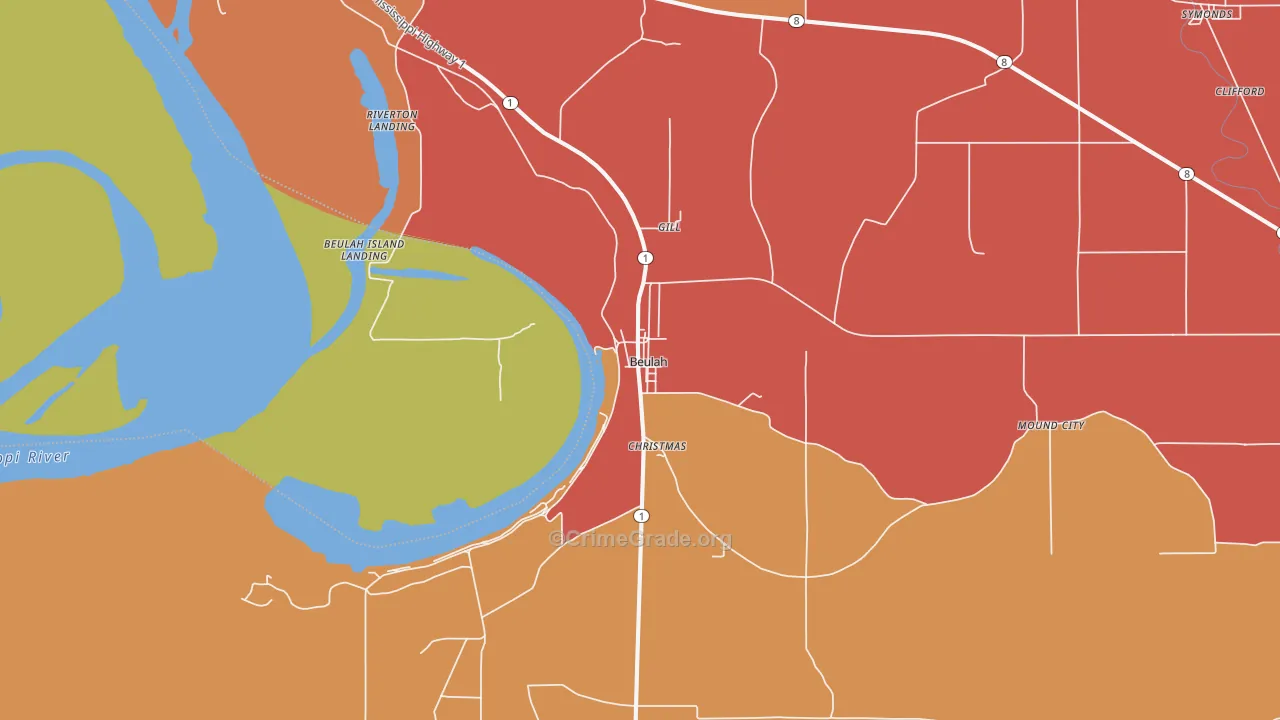Beulah, MS Map of Assault Rates