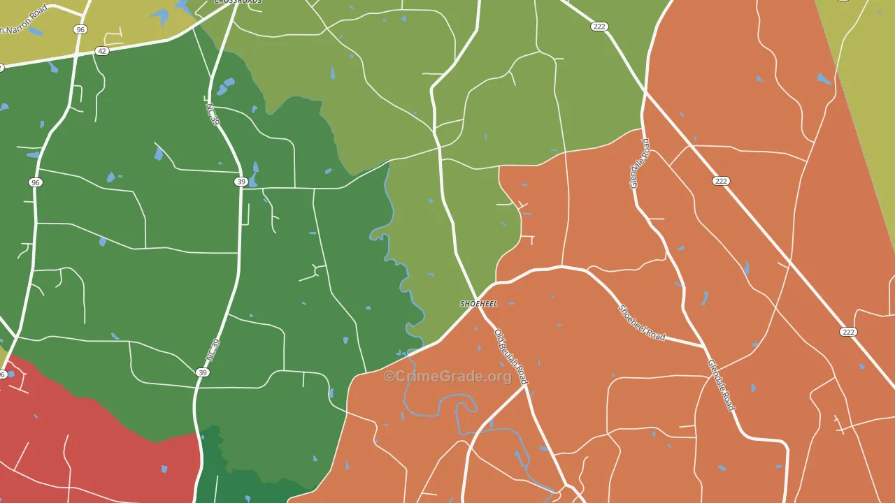 Beulahtown, NC Map of Assault Rates
