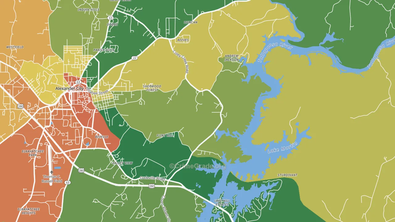 Bevelle, AL Map of Assault Rates