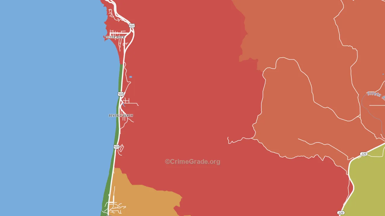 Beverly Beach, OR Map of Assault Rates
