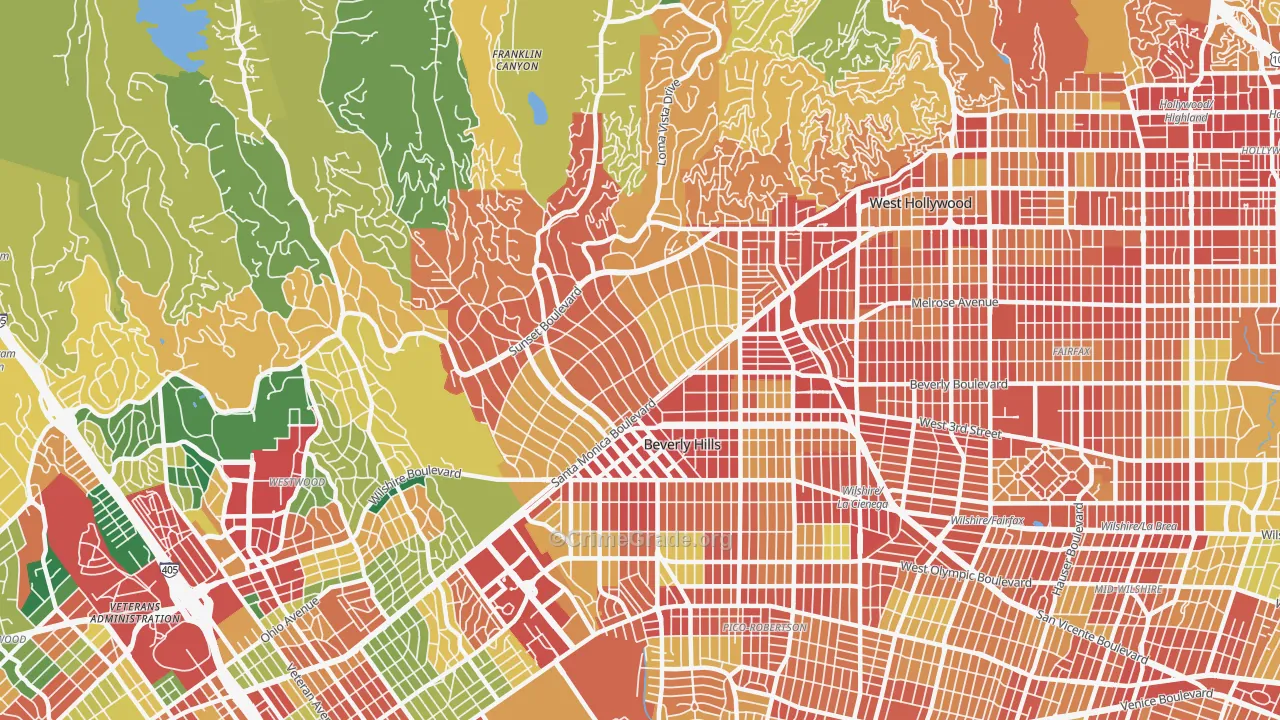 Beverly Hills, CA Map of Assault Rates