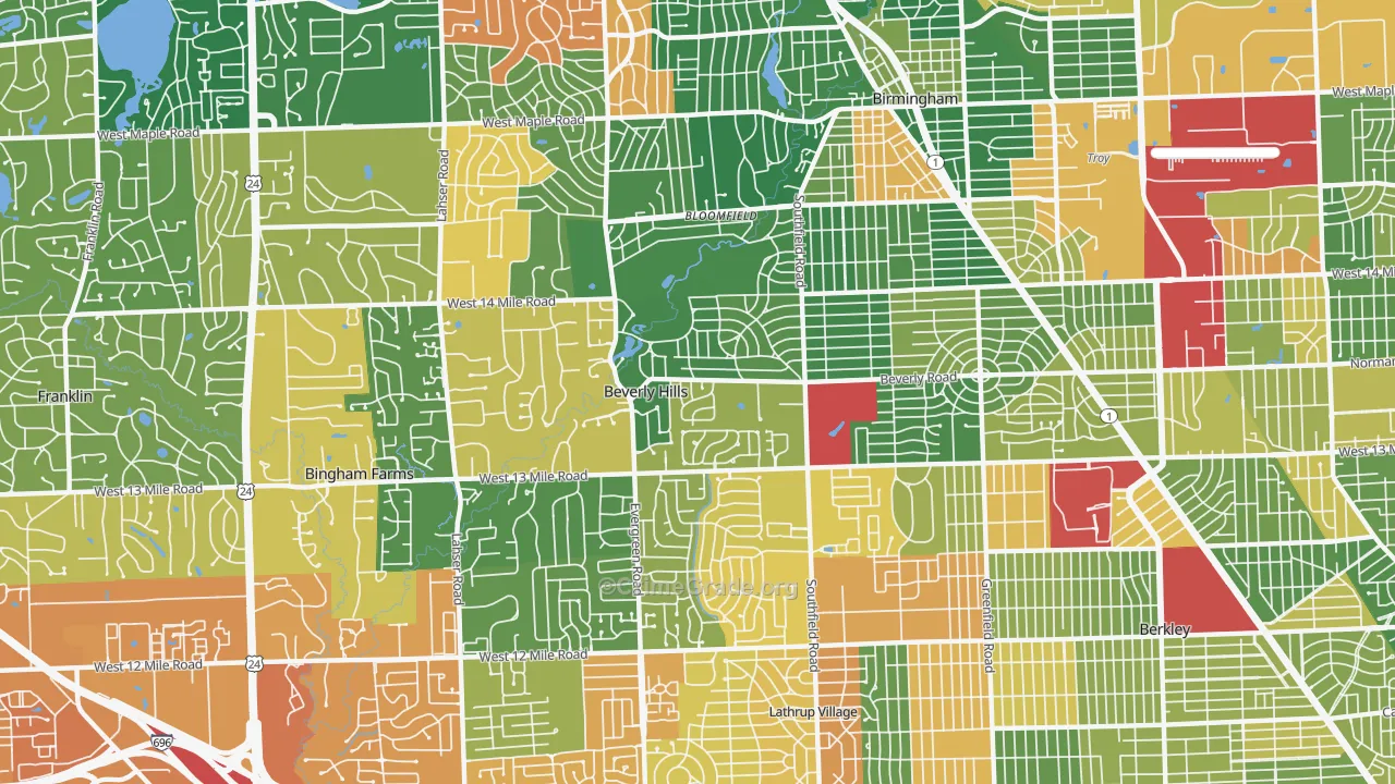 Beverly Hills, MI Map of Assault Rates
