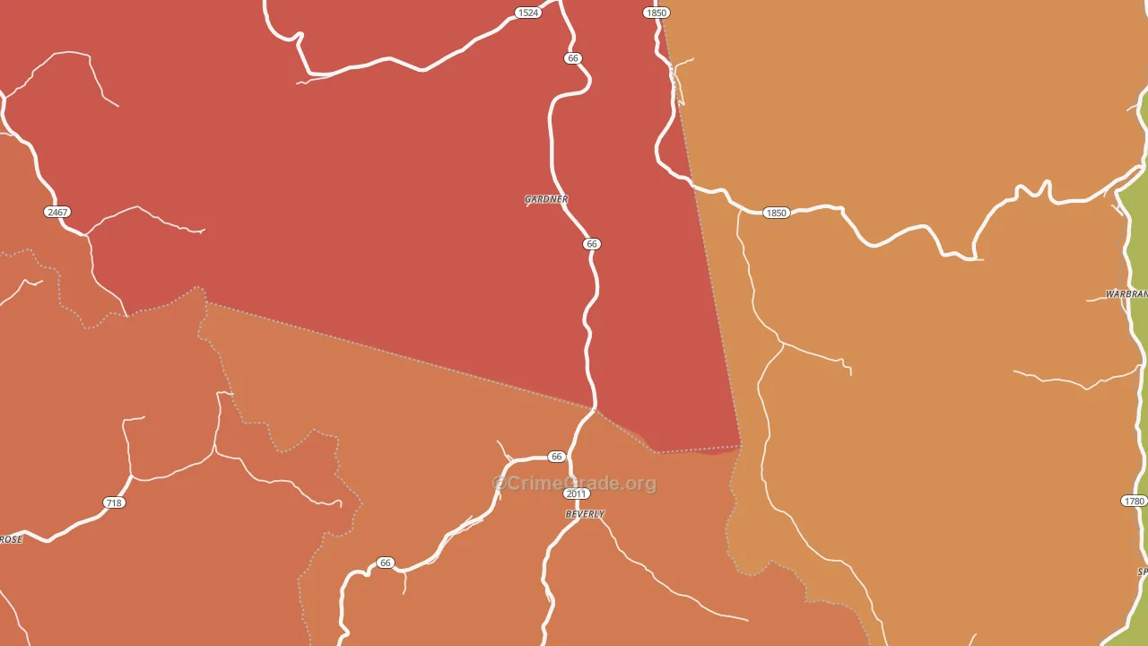 Beverly, KY Map of Assault Rates