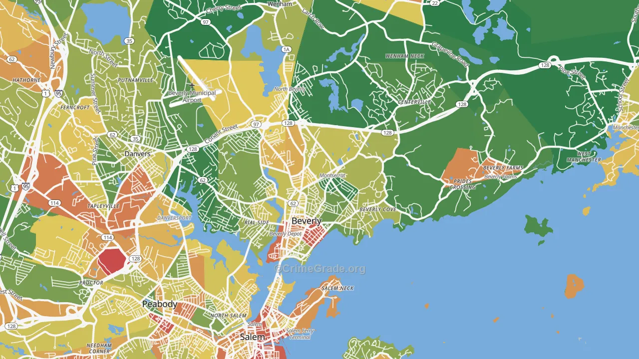 Beverly, MA Map of Assault Rates
