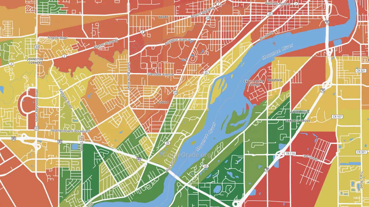 Beverly, Toledo, OH Map of Assault Rates